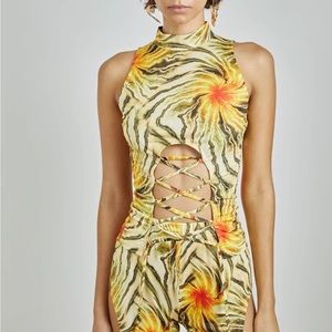 Kim Shui Lace up Tropic Top sz S